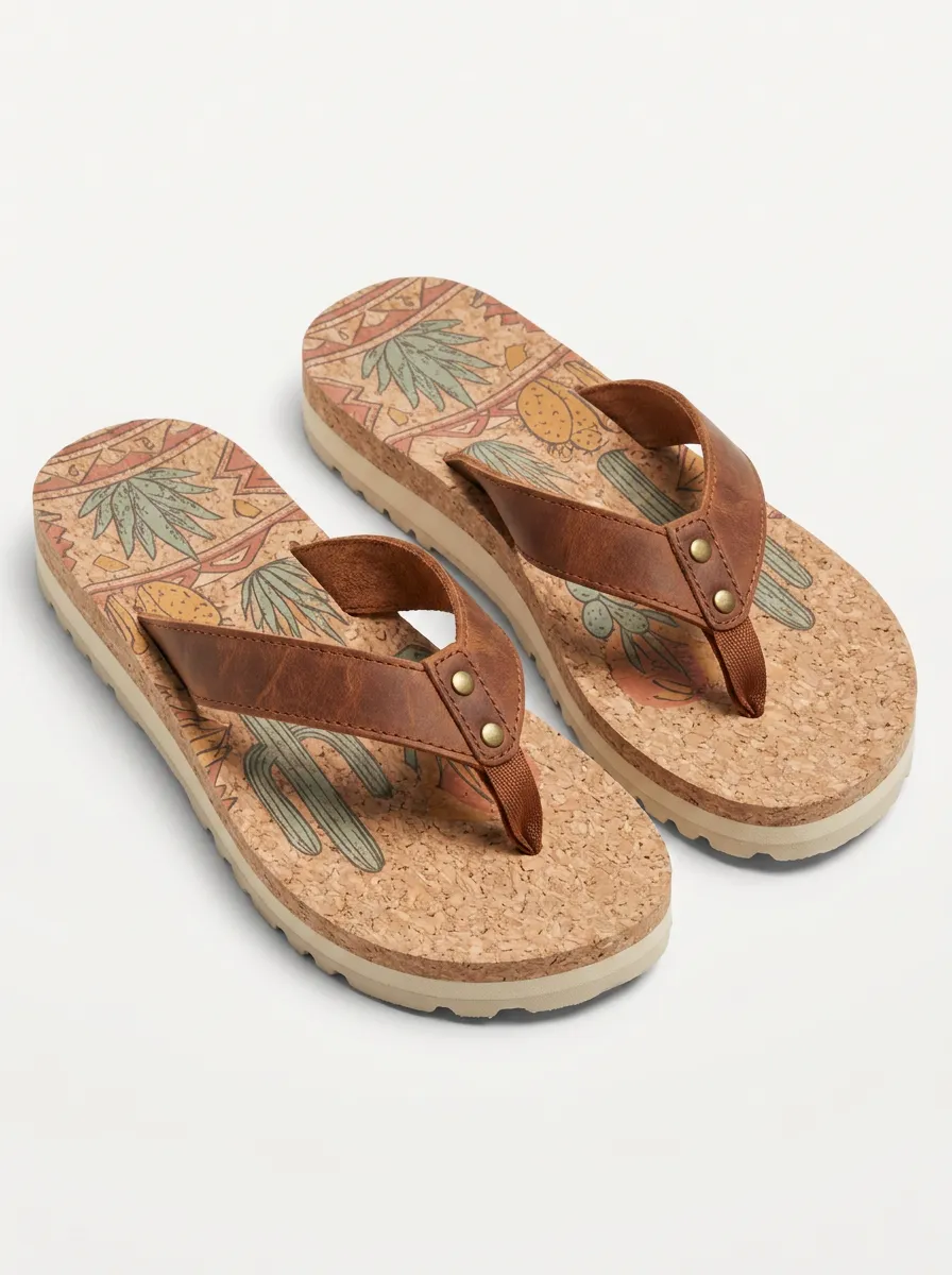 Women's Desert Cactus Lover Cork Printed Flip Flops