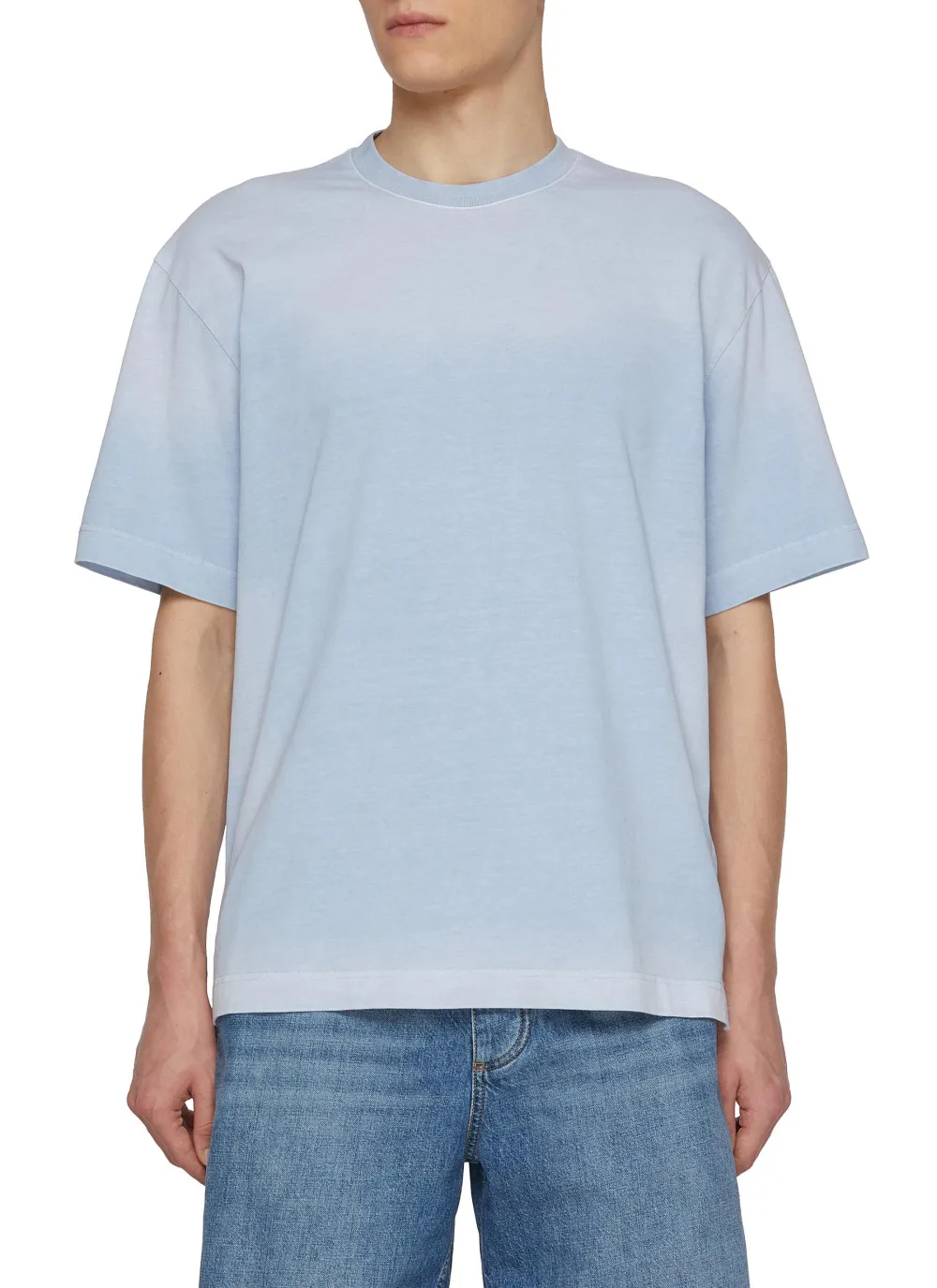 Simple And Versatile Daily Light Blue Gradient Cottom T-Shirts