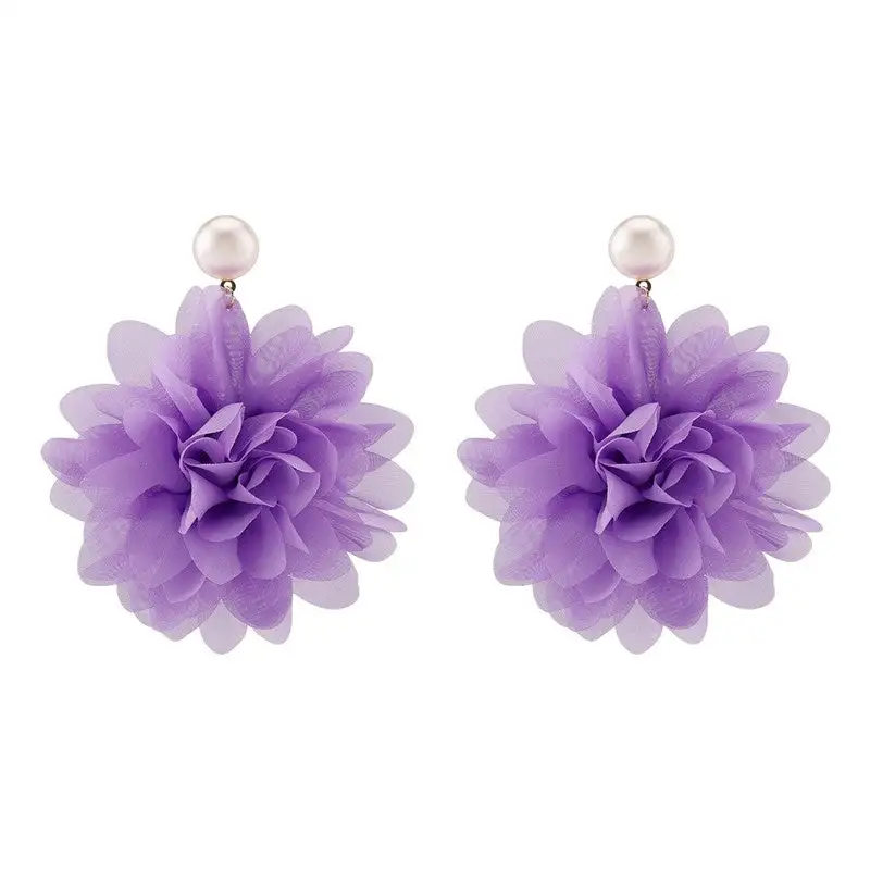 Modern Floral Pearl Statement Earrings