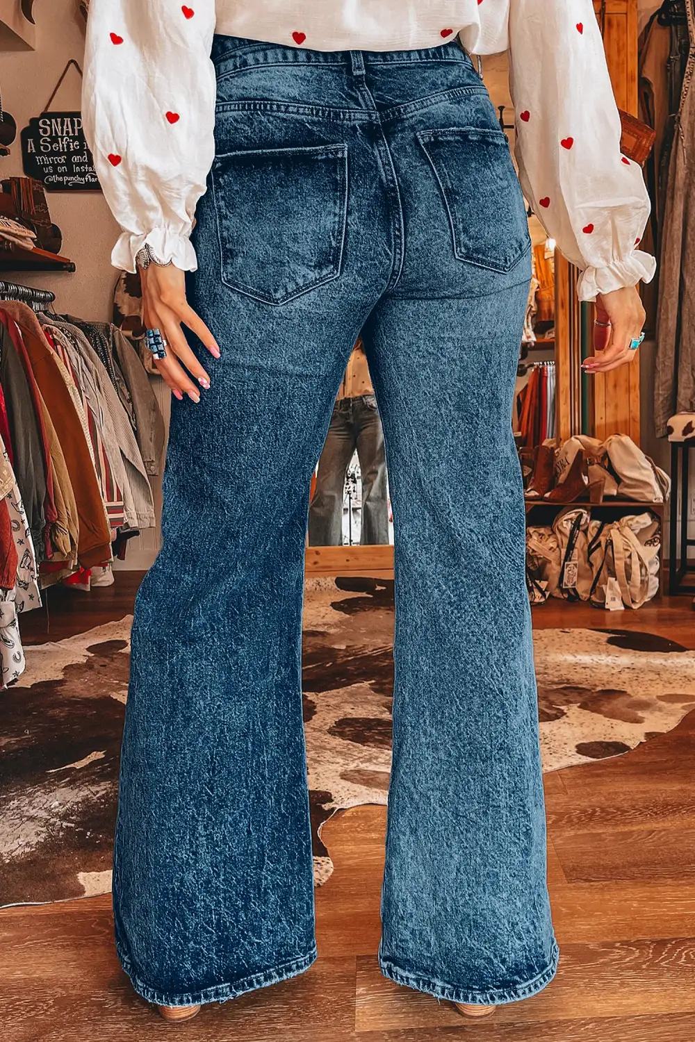 High Waist Flared Pocketed Casual Jeans