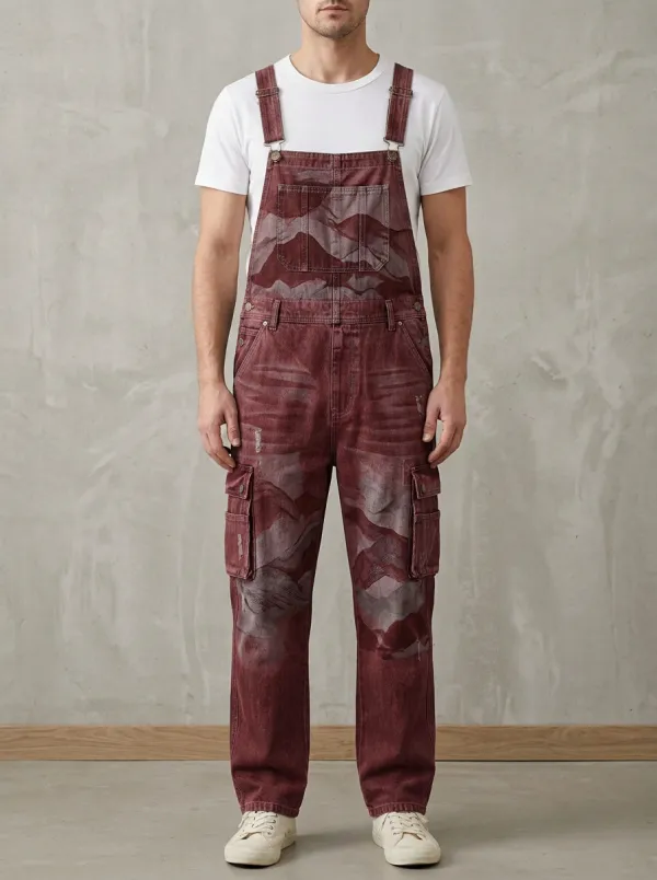 Camo Print Cargo Overalls