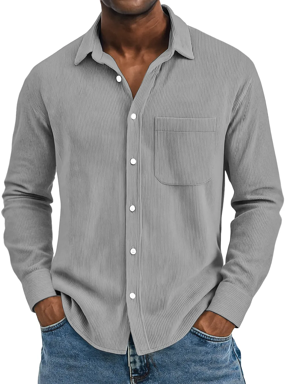 Textured Camp Collar Pocket Shirt