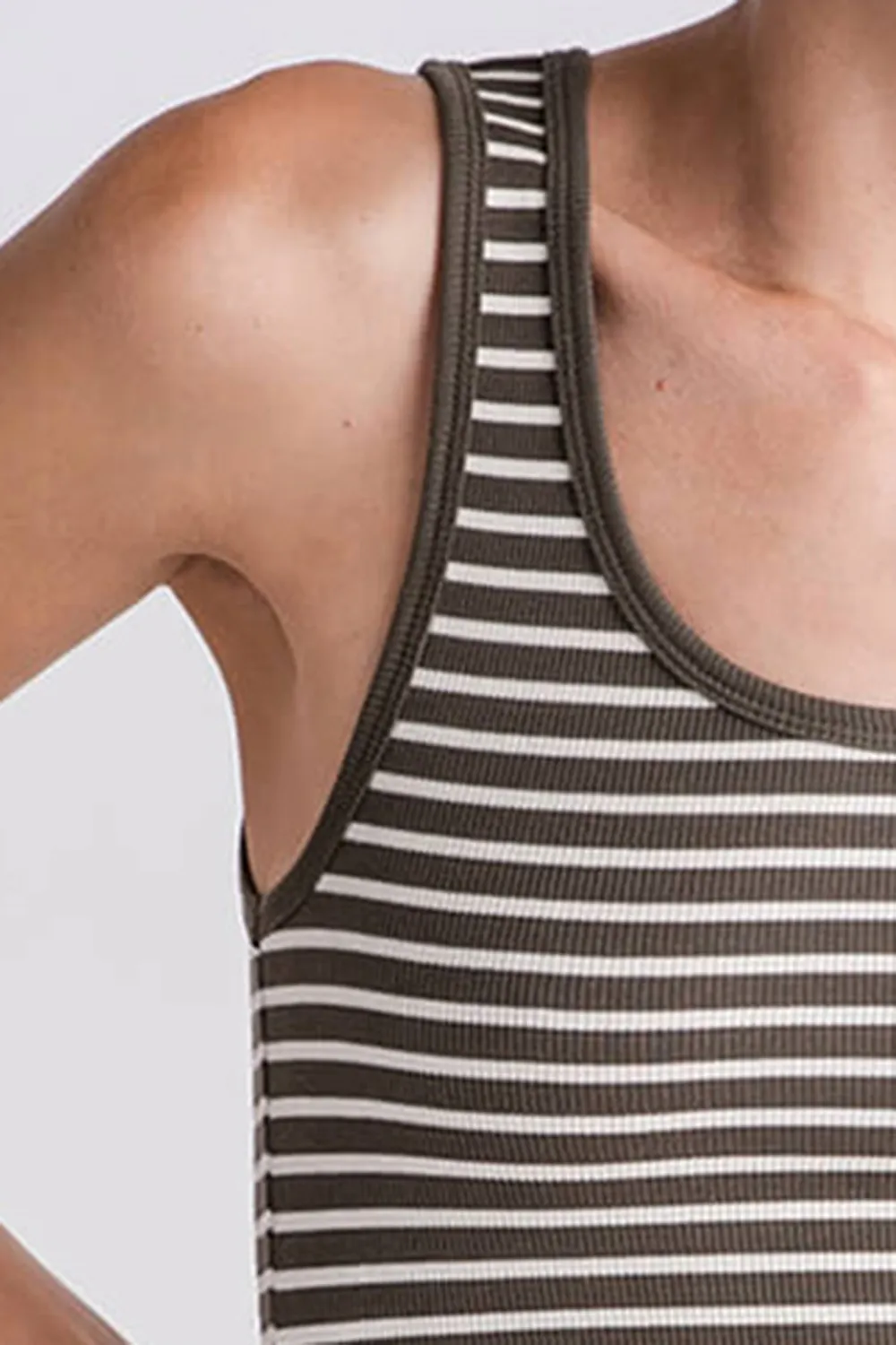 Stripe Ribbed Tank - Grape Leaf