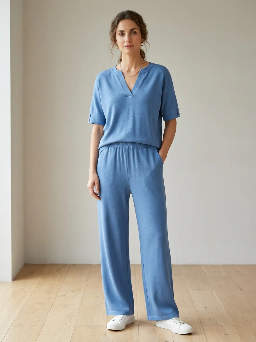 Everyday Short-Sleeve Button-Front Women's V-Neck Shirt