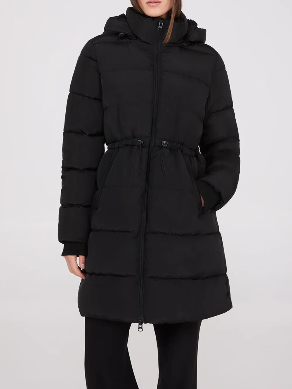 Drawstring Waist Puffer Coat