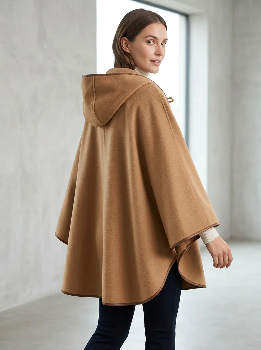 Hooded Knit Women's Cape Poncho