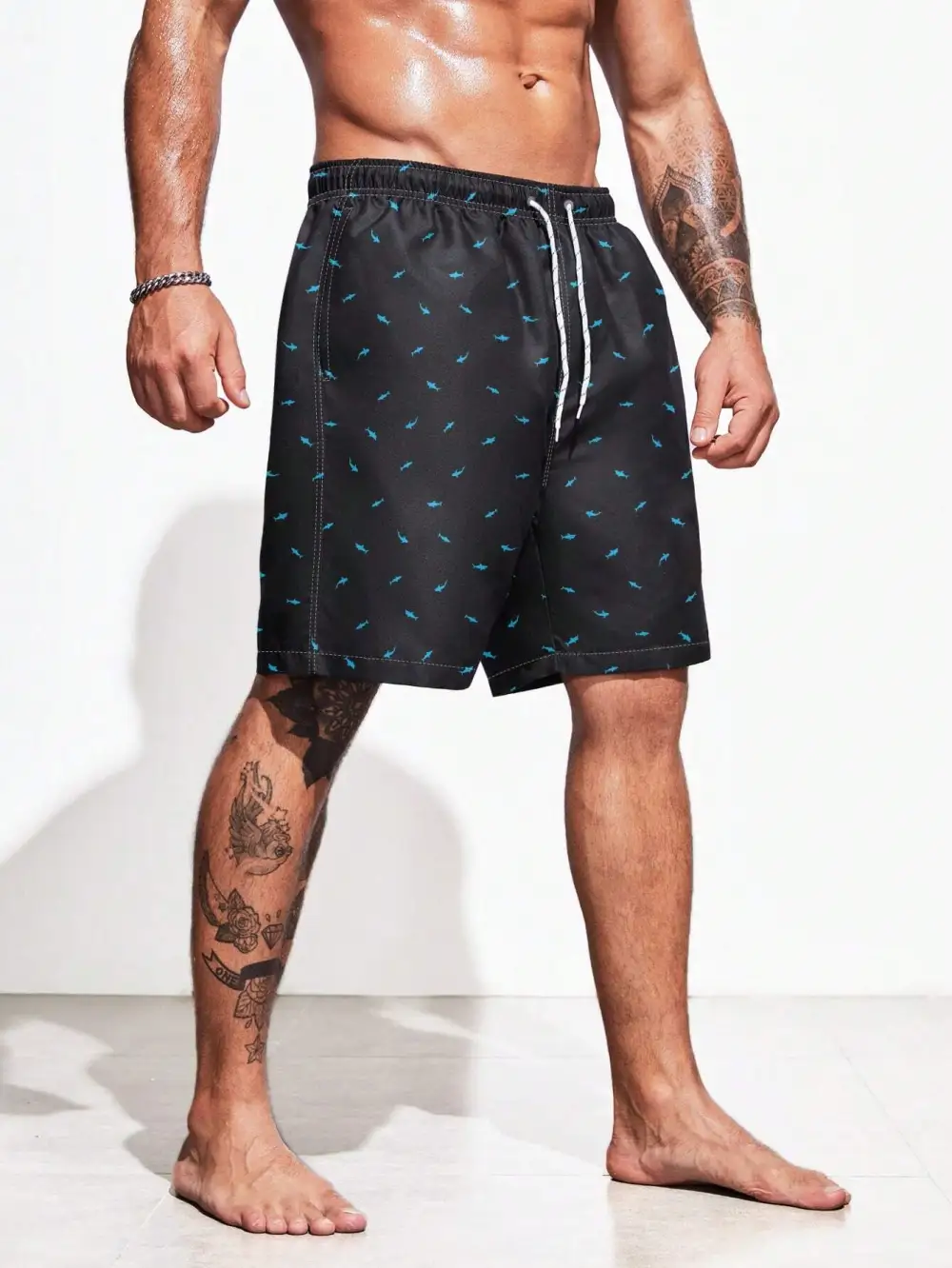 Men's Resort Allover Print Drawstring Swim Trunks