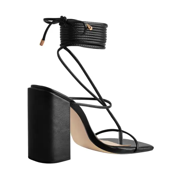 Ankle Strap Square Toe Chunky Heel Sandals