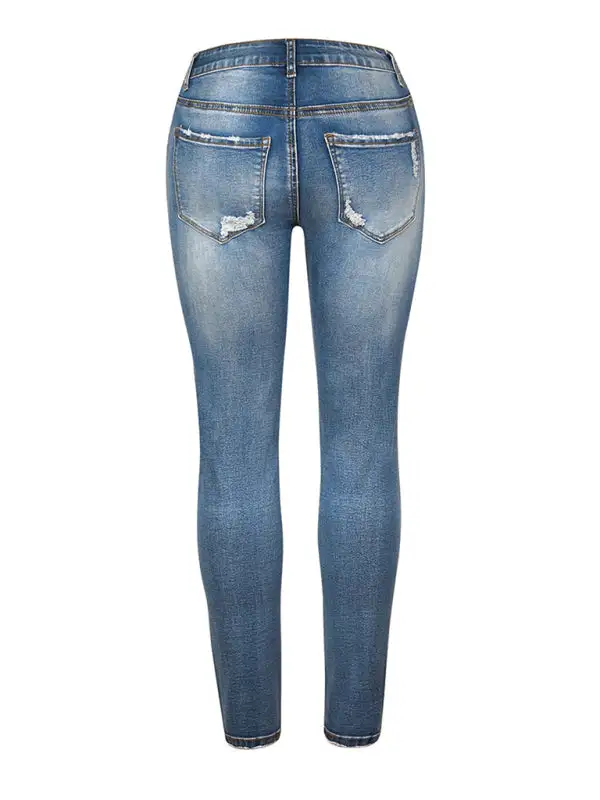 Denim Slim Ripped High Stretch Trousers Pants