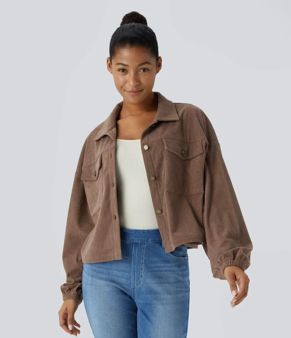 Long Sleeve Pocket Casual Corduroy Jacket
