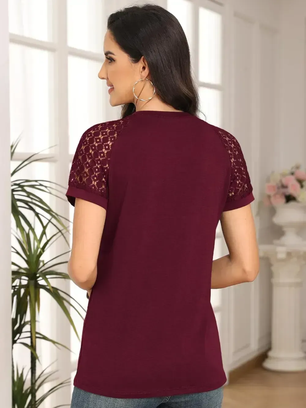 AUTOMET Womens Tshirts Trendy Fashion Tops Lace Short Sleeve Business Tee Shirts Casual Knitted Blouses Summer Outfits 2024
