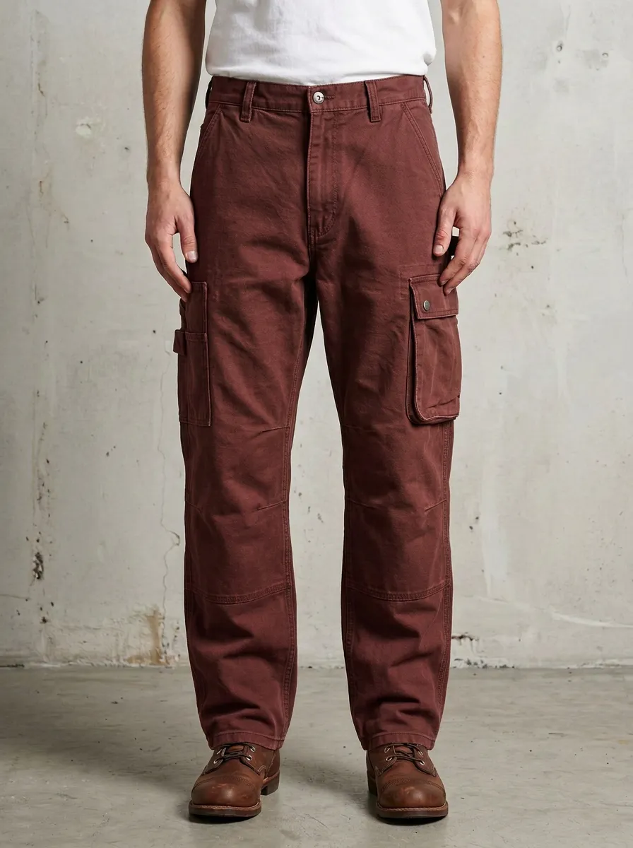 Men's Olive Green Tactical Multi-Pocket Reinforced Knee Cargo Pants
