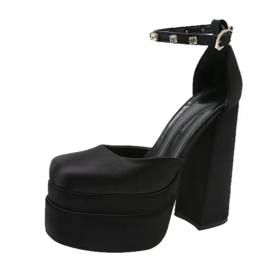 Platform High Heel Ankle Strap Pumps