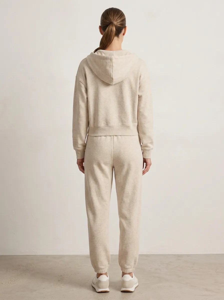 Studio Jogger Minimal Women's Cropped Zip-Up Hoodie Jogger Active Set