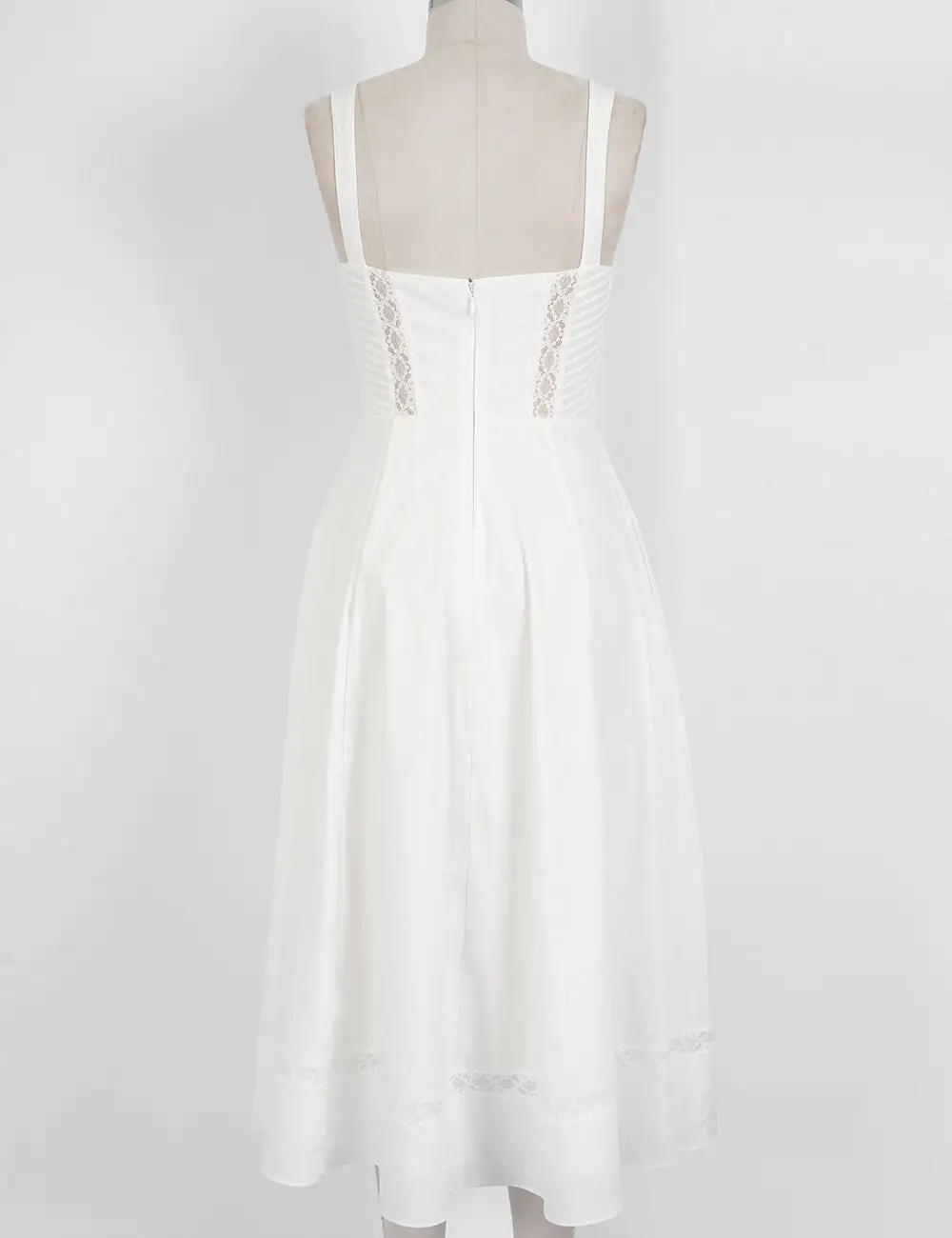 Lace Trim Ruched Bust Midi Dress