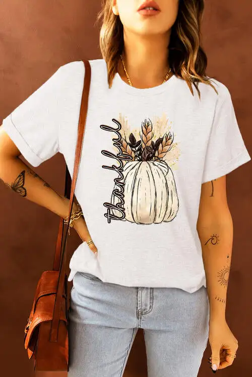 Polished Round-Neck Short-Sleeve Graphic T-Shirt