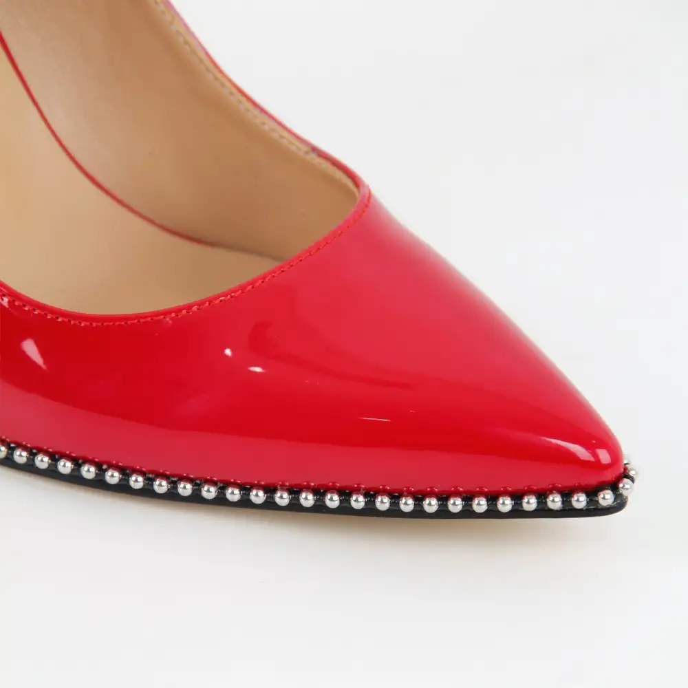 Rivet Pointed Toe Stiletto Slip On Pumps