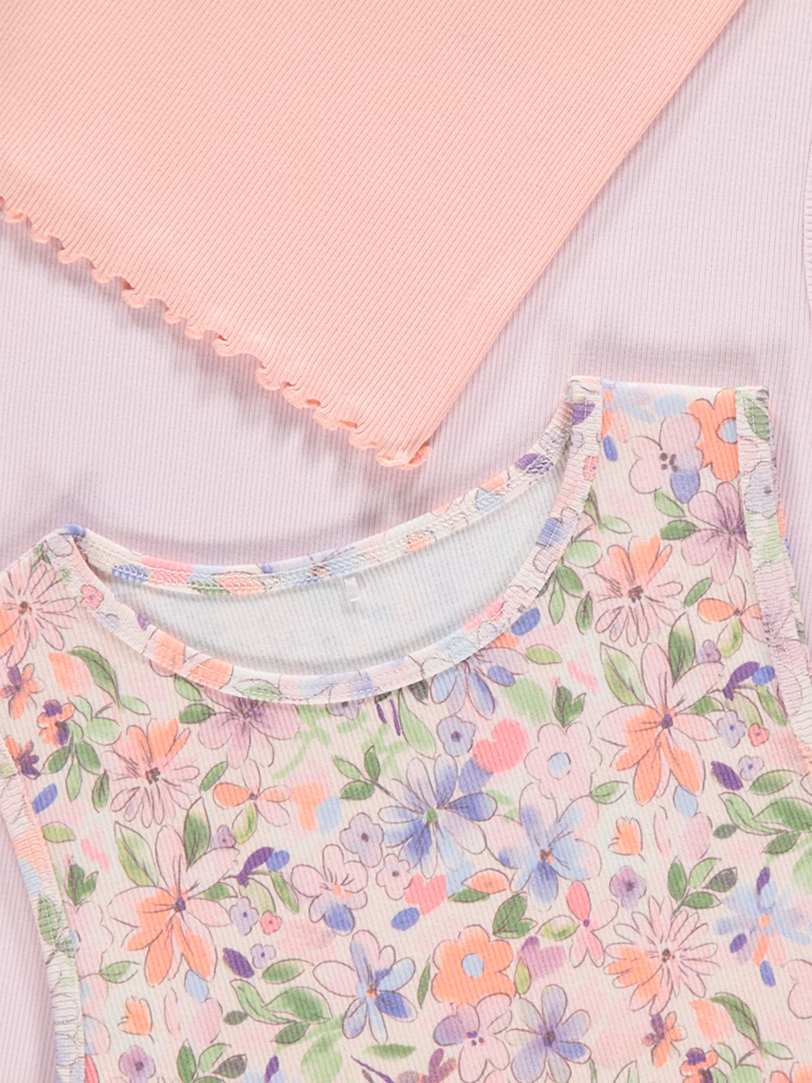 Pastel Floral Ribbed Vests 3 Pack detail 1