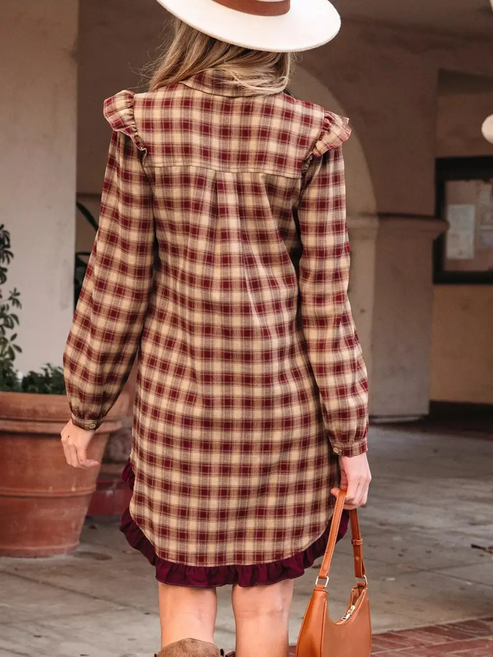 Plaid Patchwork Ruffle Mini Dress