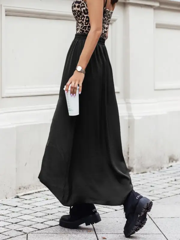Open Elastic Waistband Skirt
