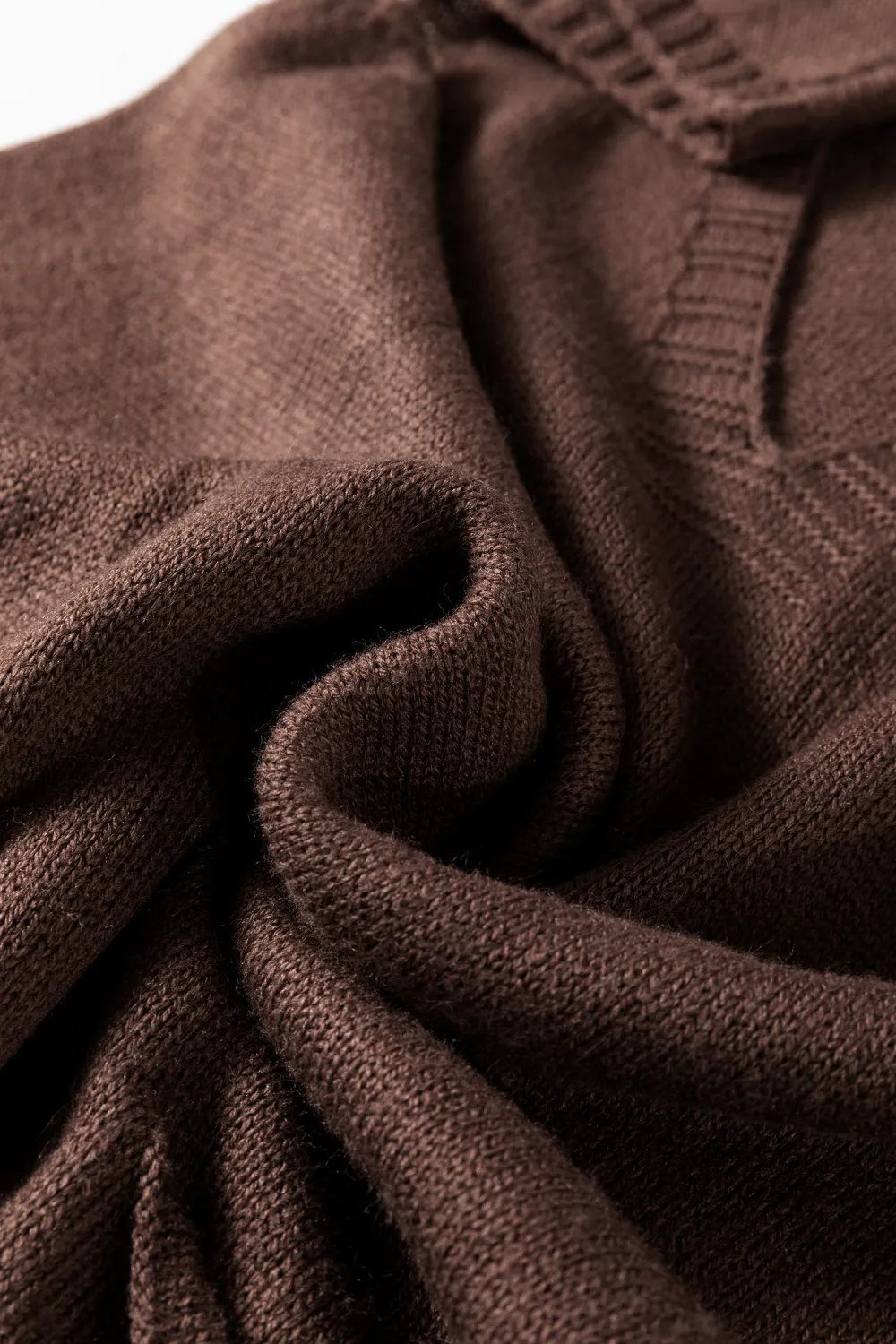 Dark Brown Ribbed Deep V Vest