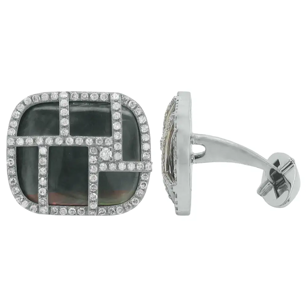 Distinctive Diamond Mother Of Pearl Cufflinks