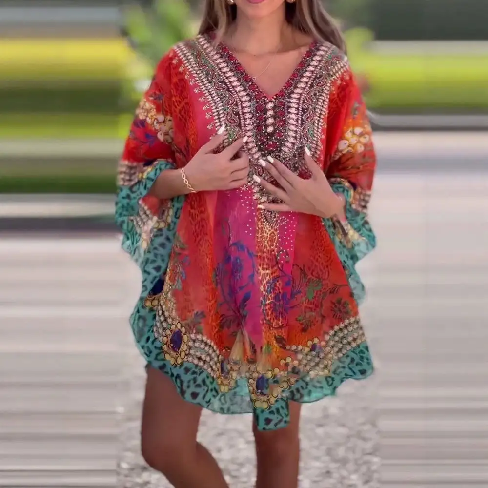 Women's Fitted V-Neck Floral Belted Dress