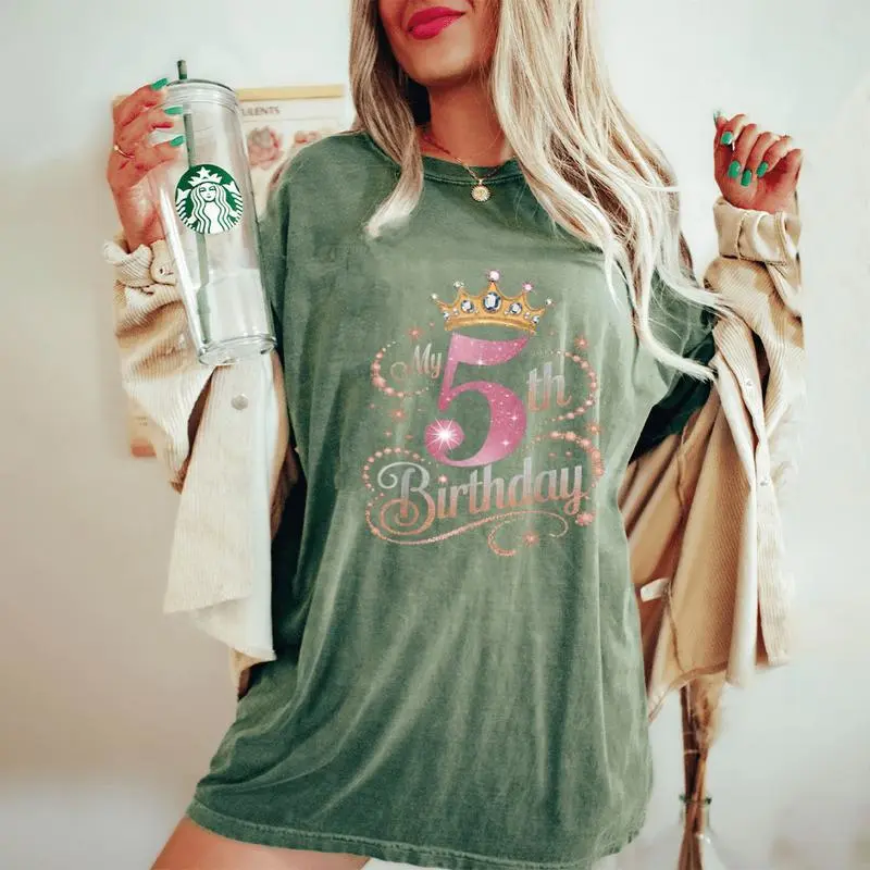 5 Birthday 5Th Birthday Girl 5 Year Old Birthday Girl Women's Oversized Comfort T-Shirt