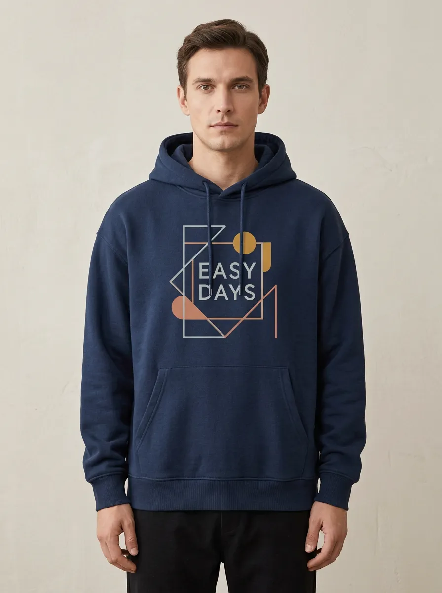 Men's Geometric Graphic Relaxed Ribbed Hoodie
