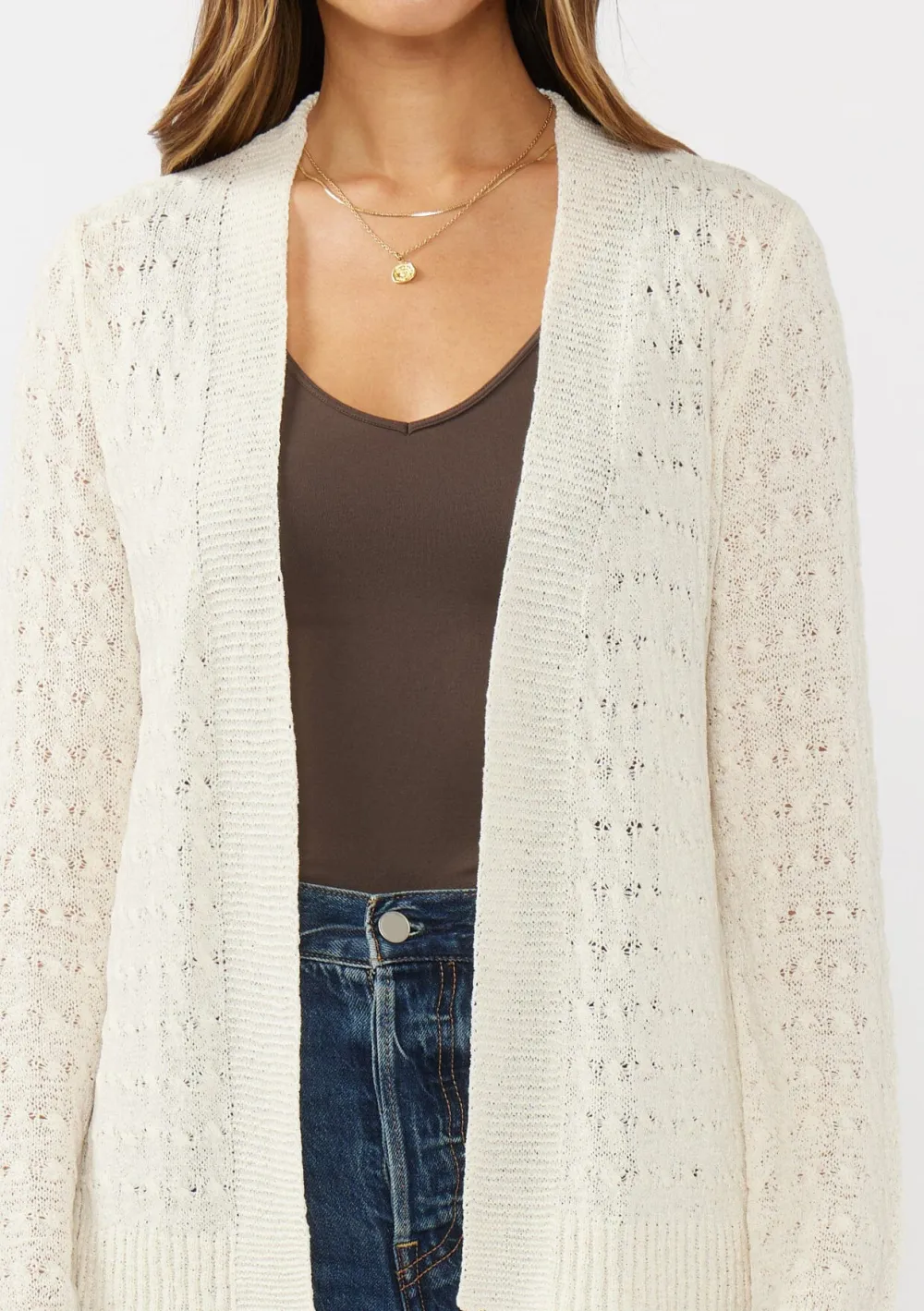 Plain Open Front Cardigan
