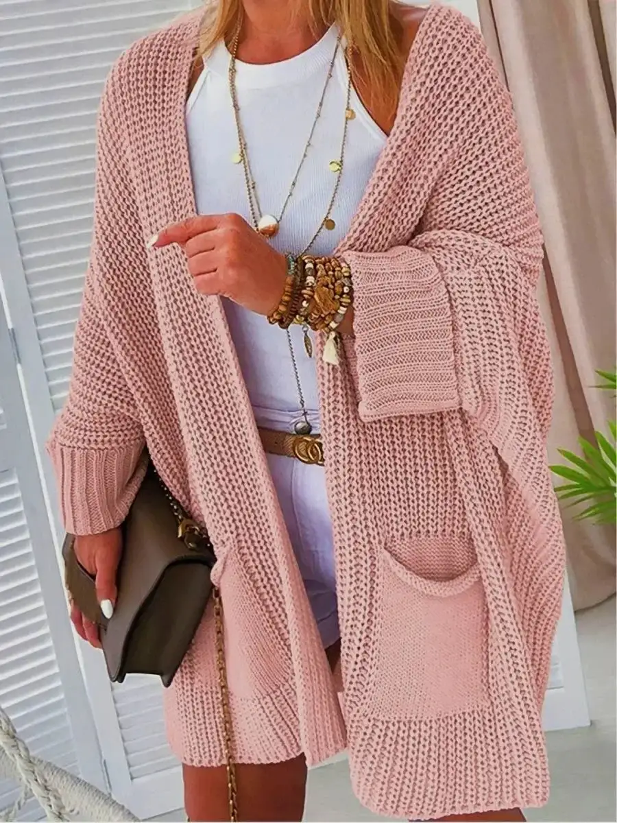 Oversized Hooded Midi-Knit Coat