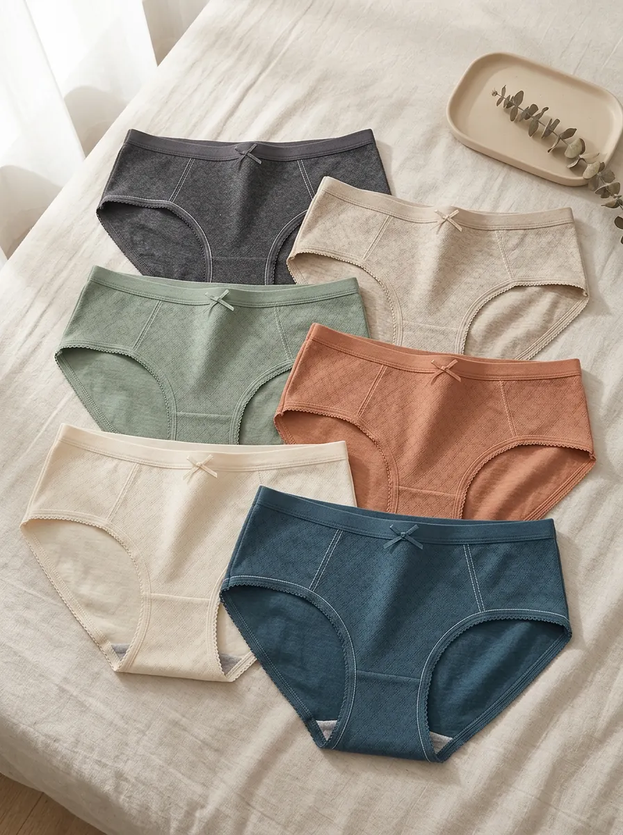 Women's Cotton Comfort Bow-knot Solid Color Briefs Set