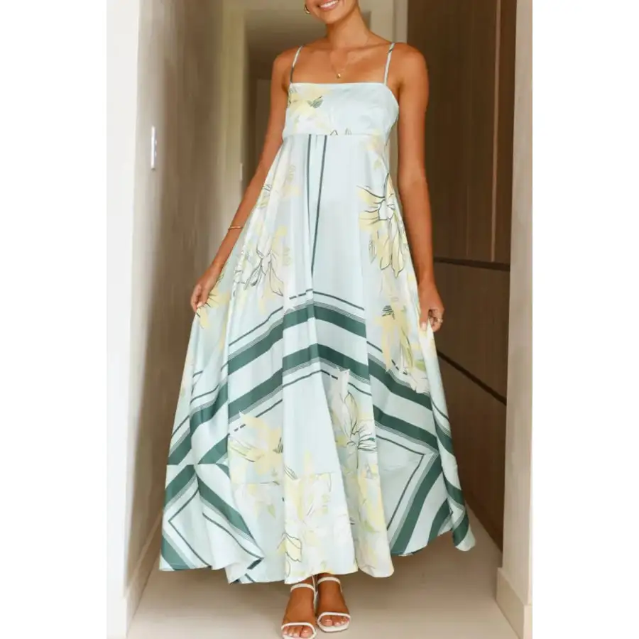 Casual Printed Square Neck Cami Maxi Dress
