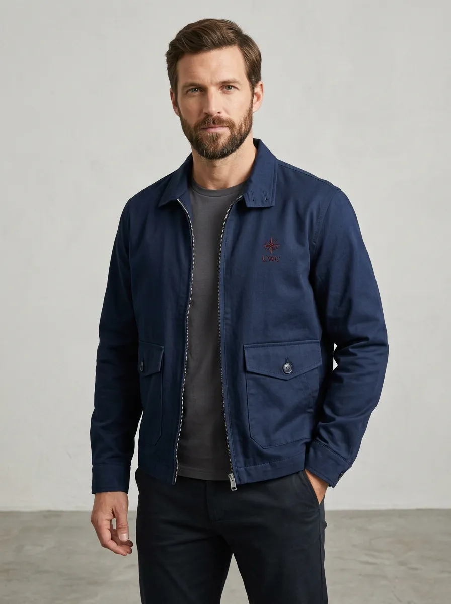 Men's Nautical Compass Embroidered Zip Jacket