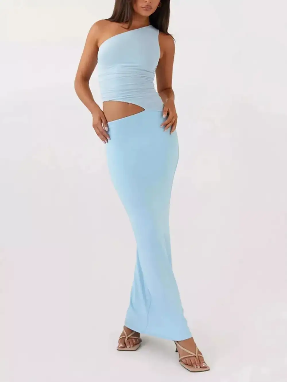 One Shoulder Top and Maxi Skirt Set