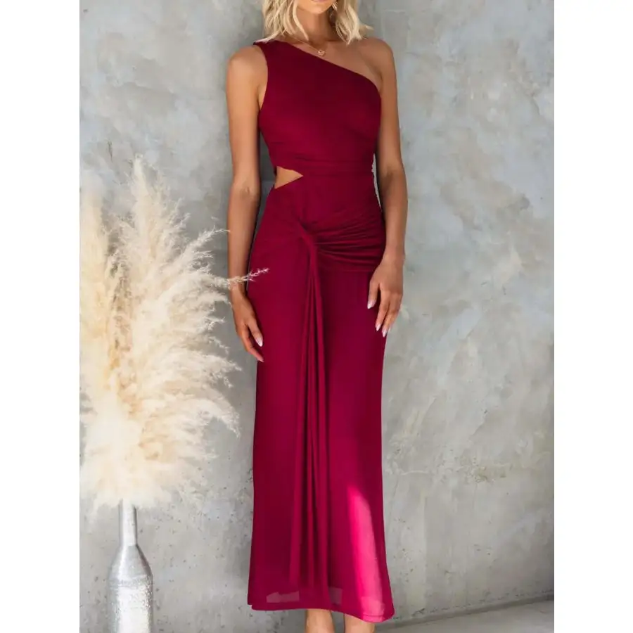 One Shoulder Cutout Bodycon Maxi Dress