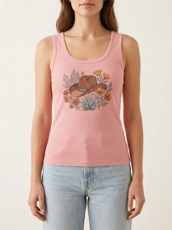 Boho Floral Built-In Bra Tank Top