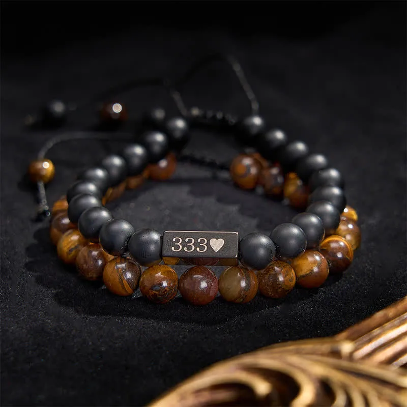 Frosted Stone Tiger Eye Angel Number Cure Bracelet