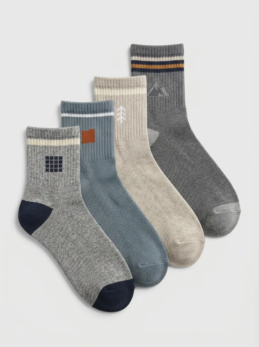 Mountain Tree Nature Men's Four-Pair Long Socks