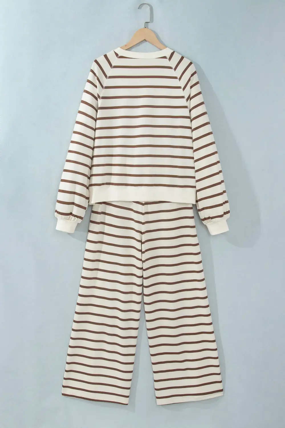 Women's Relaxed Long Sleeve Top Color Block Detail Drawstring Pant Set