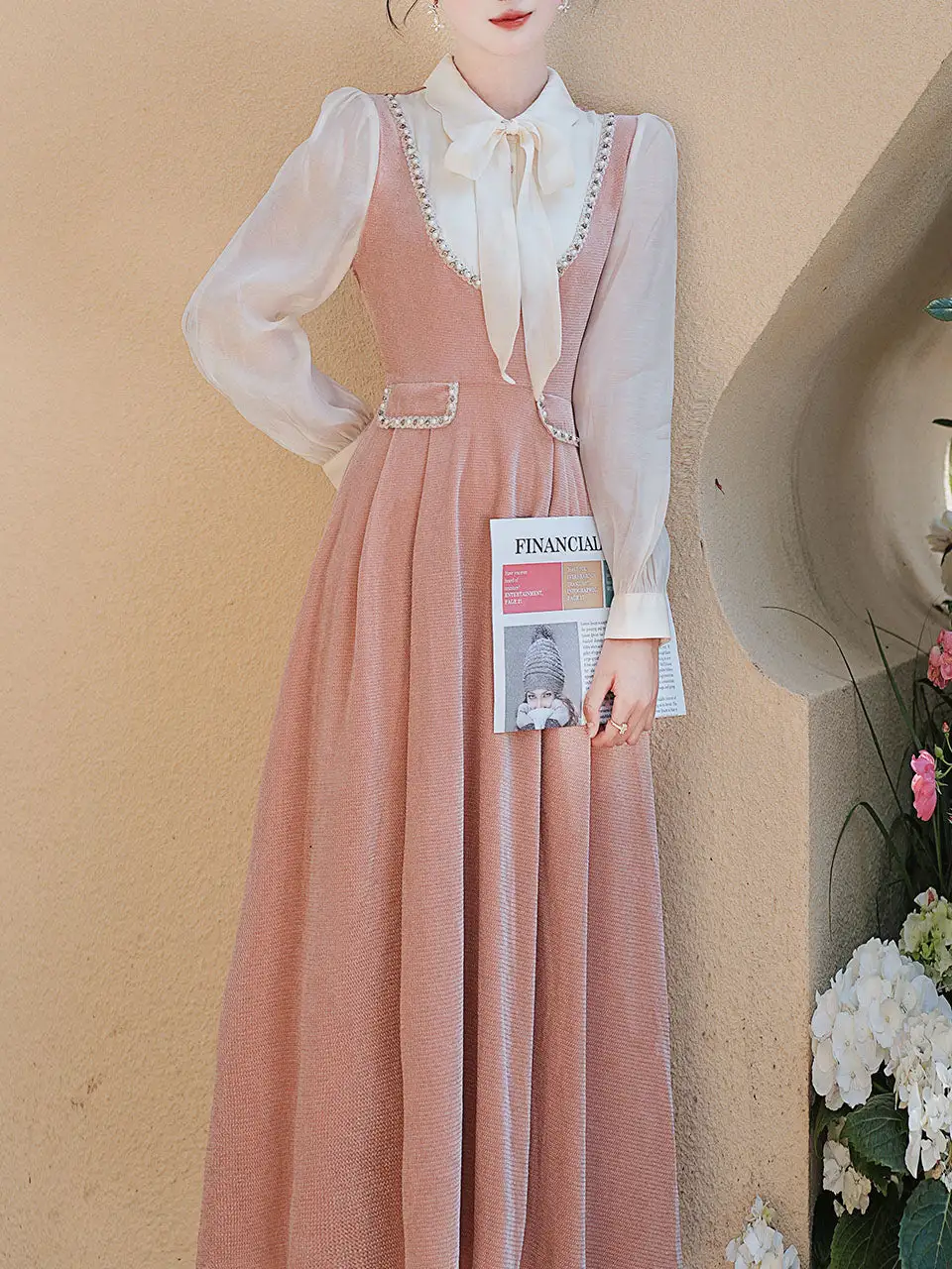 Velvet Bow Swing Swing Dress