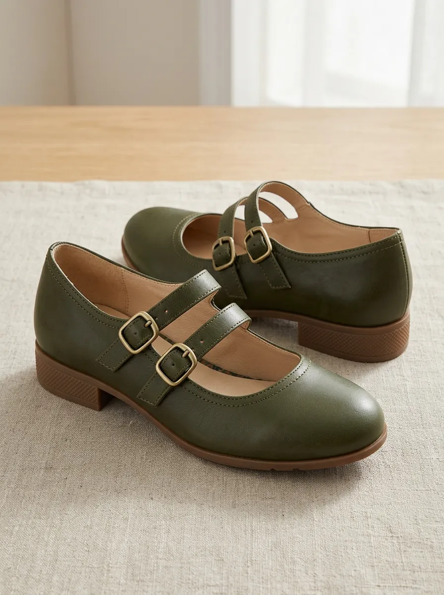 Women's Vintage Twin-Buckle Mary Jane Footwear