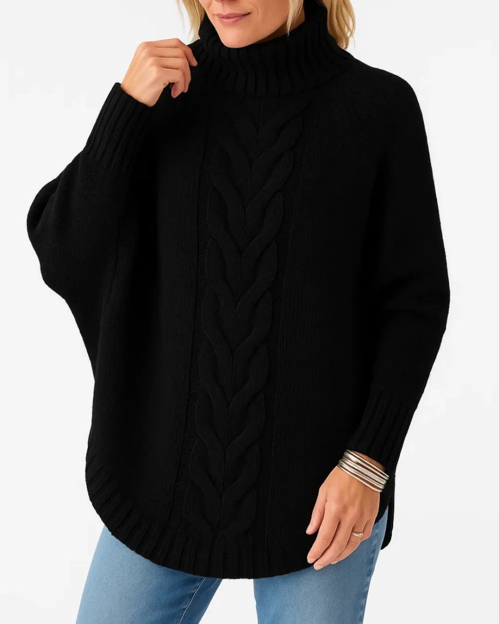 Cable Knit Roll Neck Jumper Knitwear Sweater