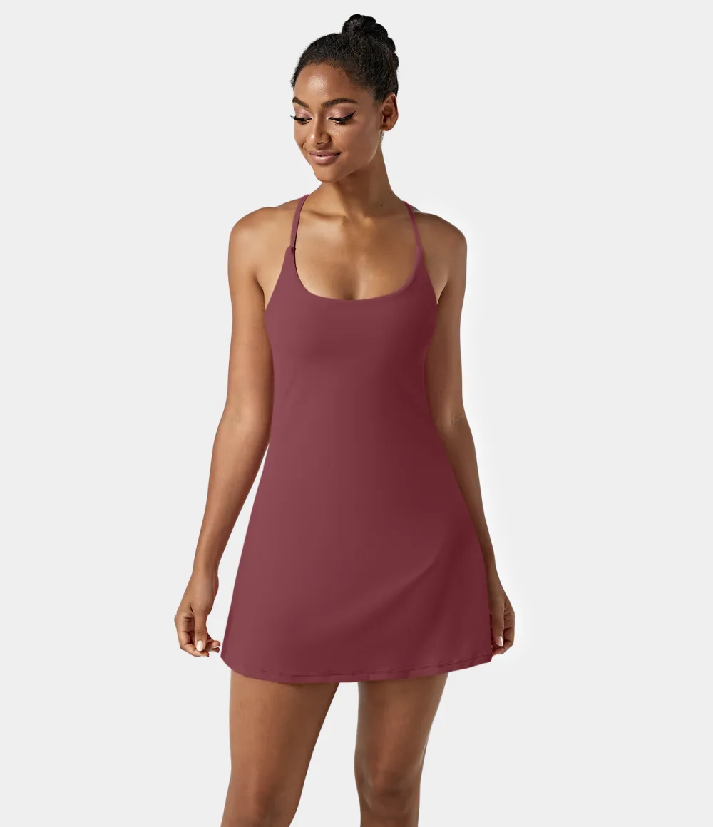 Softlyzero Airy Backless Cut Out 2-in-1 Pocket Cool Touch Mini Activity Dress