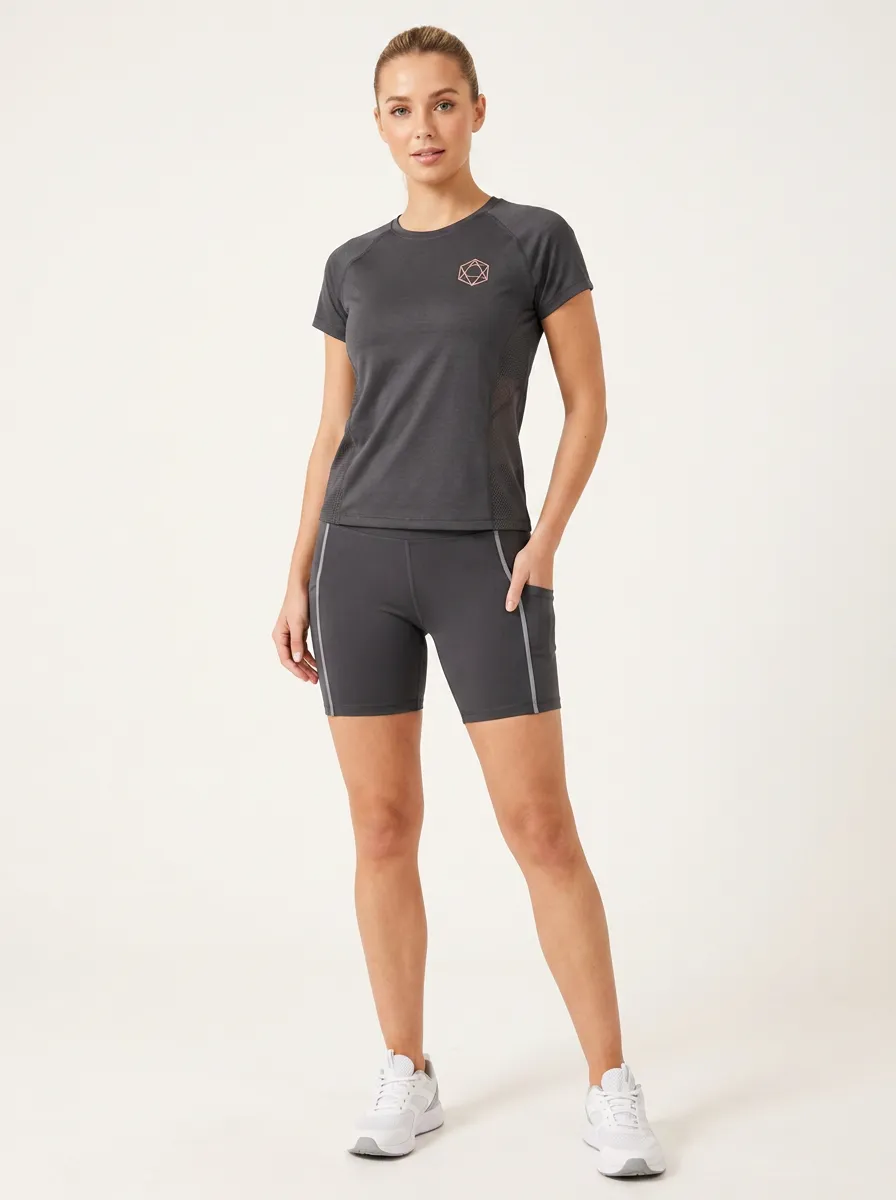 Women's Geometric Logo Printed Athletic Workout Set