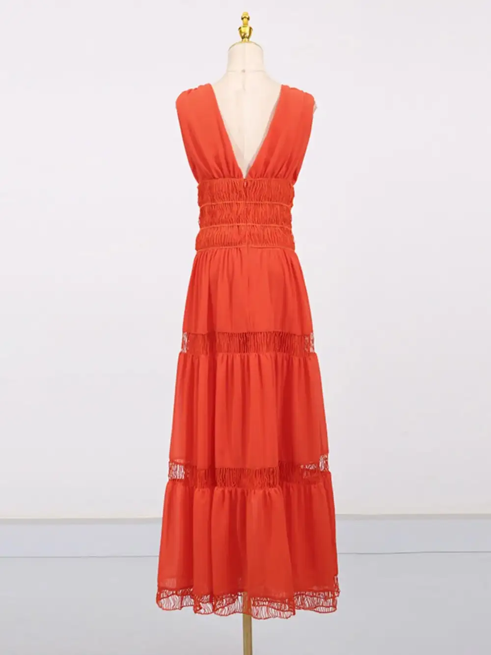 V Neck Tiered Sleeveless Maxi Dress