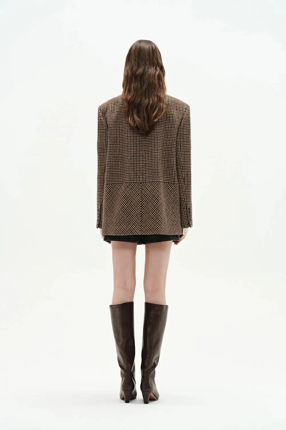 Asymmetric Houndstooth Wool Blazer