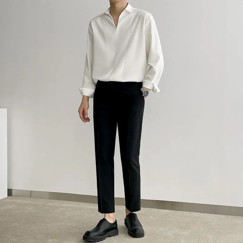 Open V-Neck Collared Shirt