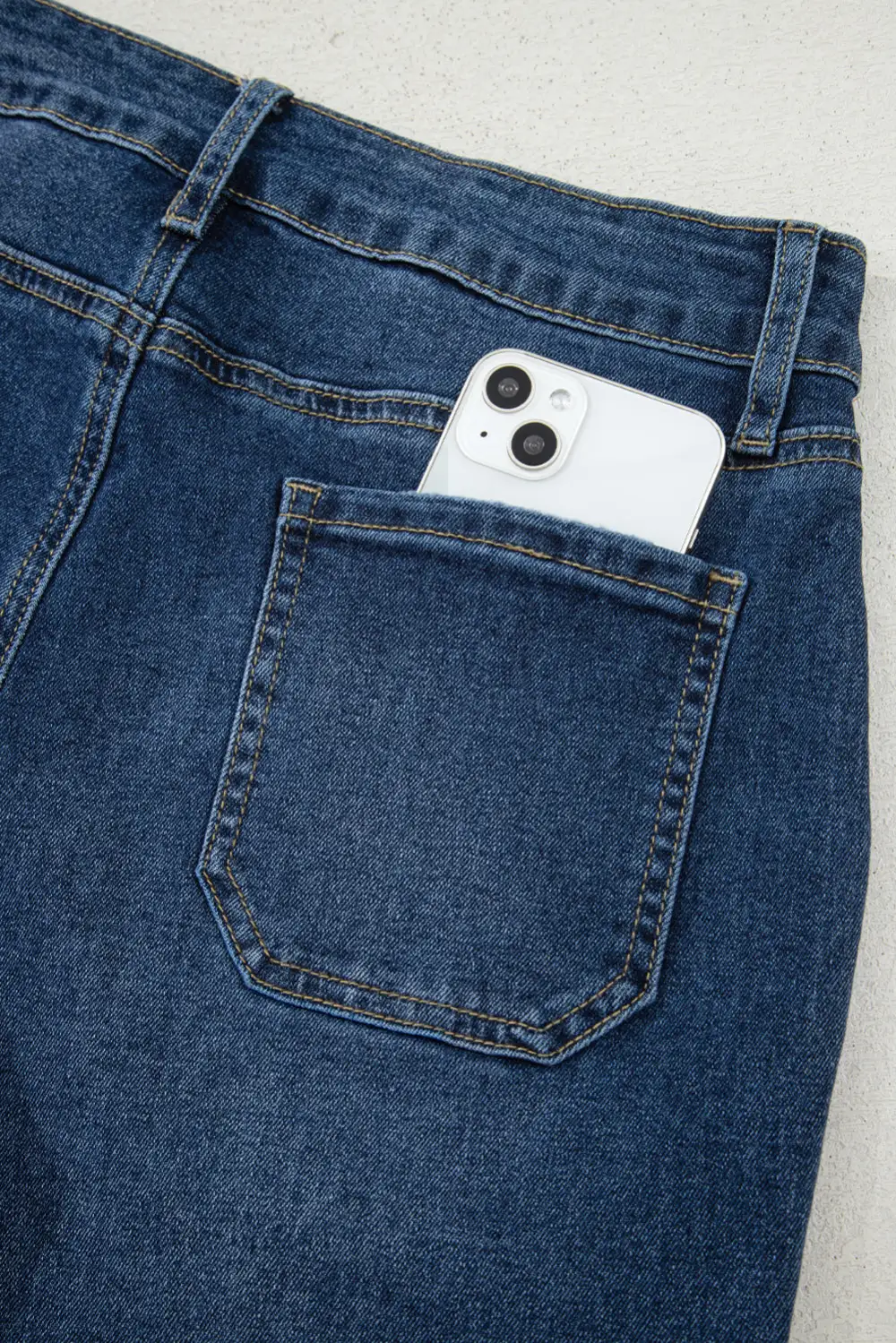 Elastic Waist Layered Denim Jeans