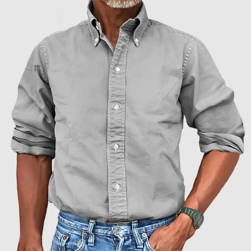 Garment Washed Long Sleeve Shirt